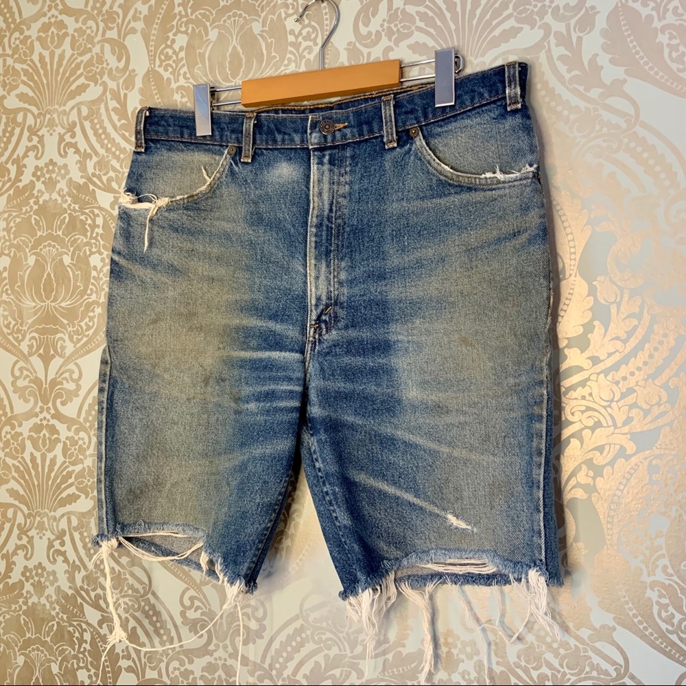 Levi's Faded Blue Distressed Denim Cutoff Shorts